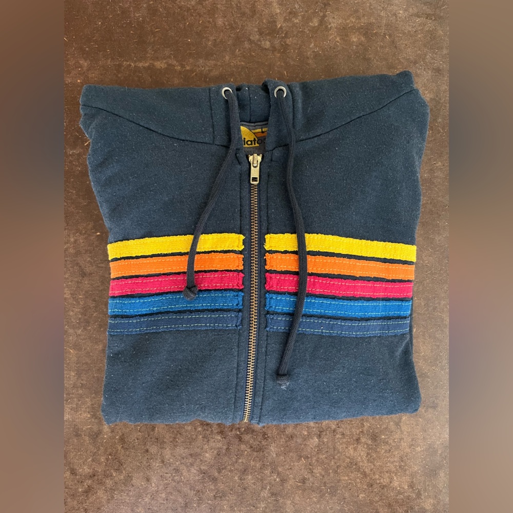 Aviator Nation 5 stripe zip up sweatshirt L